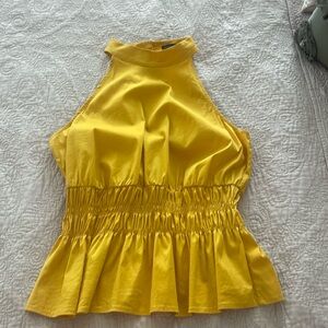 White House Black Market Yellow Halter Blouse